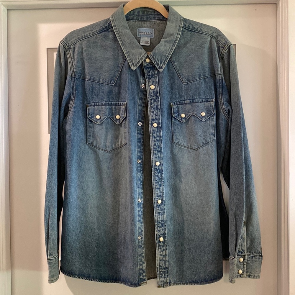 NWOT Sundance Denim Western Snap Button Down Size XL